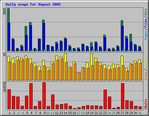 Daily usage for August 2002