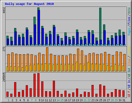 Daily usage for August 2010