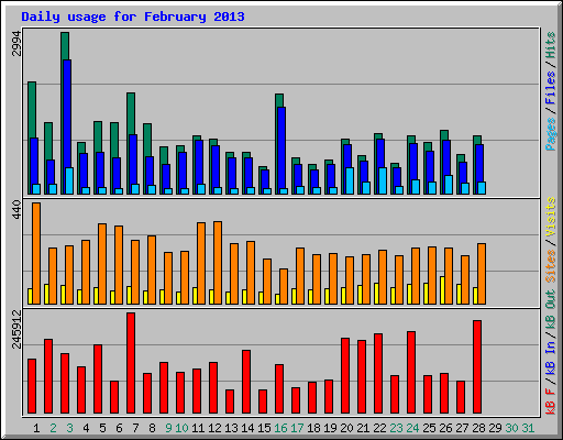 Daily usage for February 2013