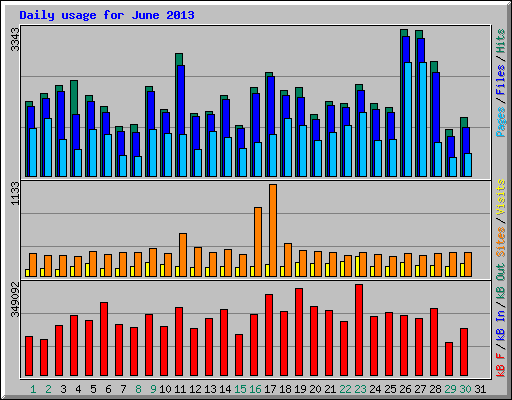 Daily usage for June 2013