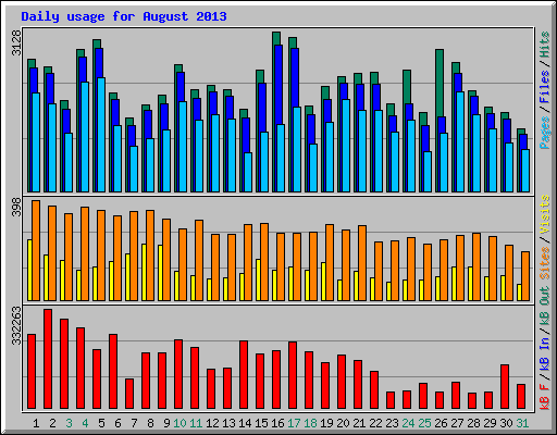 Daily usage for August 2013