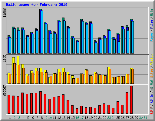 Daily usage for February 2019