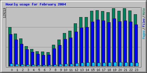 Hourly usage for February 2004