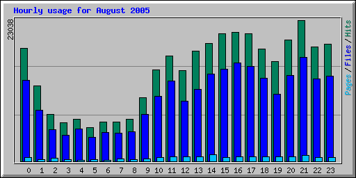 Hourly usage for August 2005
