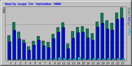 Hourly usage for September 2008