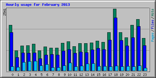 Hourly usage for February 2013