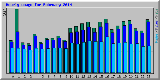 Hourly usage for February 2014