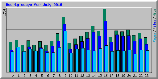 Hourly usage for July 2016